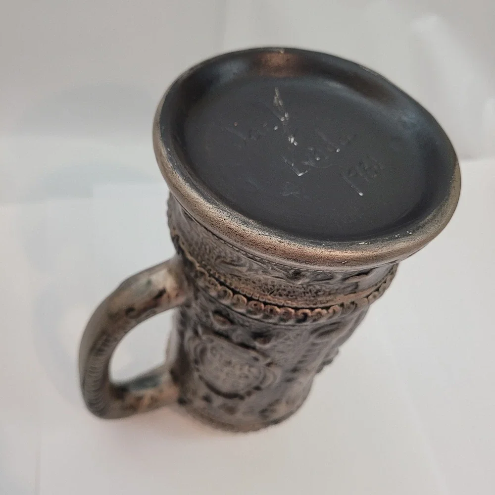 Vintage 1981 Beer Stein Silver Relief‎ German Bier Oder Wein Tankard Mug